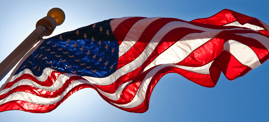 Shimmering USA Flag,  backlit in the sun (Photo by Rob Breisch, robertbreisch.com)